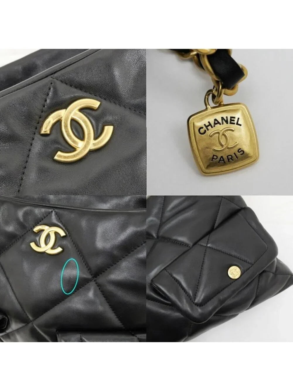 Chanel Shopping Bag As5740 Black Gold Hardware Shiny Lambskin